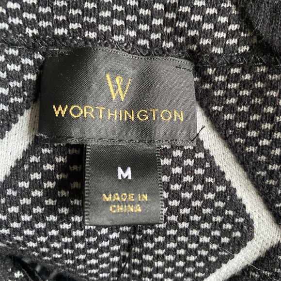 Worthington Diamond Cable Knit Sweater Pullover Black White Geometric Streetwear - Picture 4 of 6